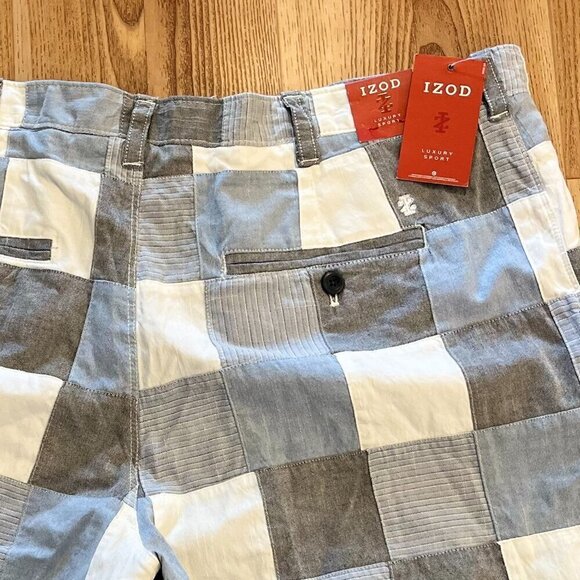 Izod Luxury Sport Men's Classic Oxford Cotton Patchwork Summer Shorts Sz 40 - Picture 6 of 8
